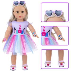 ECORELF 18 Inch Girl Doll Accessories and Clothes ,13Pcs School Supplies Set Included Doll Clothes Unicorn Print School Backpack, Pencil, Stationery, Random Sticker and Notebook,etc