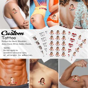 YesCustom Personalized Temporary Tattoos with Girlfriend Picture Custom Fake Face Tattoo with Photo for Women Men Birthday Bachelorette Wedding Party Paper 1 Set of 15 Pieces