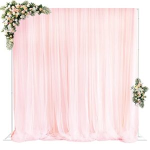 fomcet 10ft x 10ft backdrop stand heavy duty with base, white portable adjustable pipe and drape backdrop stand kit, square metal arch party frame for wedding birthday parties banquet decorations