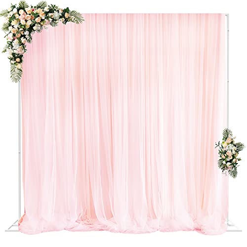 Fomcet 10FT x 10FT Backdrop Stand Heavy Duty with Base, White Portable Adjustable Pipe and Drape Backdrop Stand Kit, Square Metal Arch Party Frame for Wedding Birthday Parties Banquet Decorations