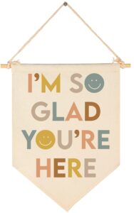 i'm so glad you're here-classroom decor-inclusive classroom decor-welcome gift-teacher gift-canvas hanging pennant flag banner wall sign decor gift-birthday christmas gift
