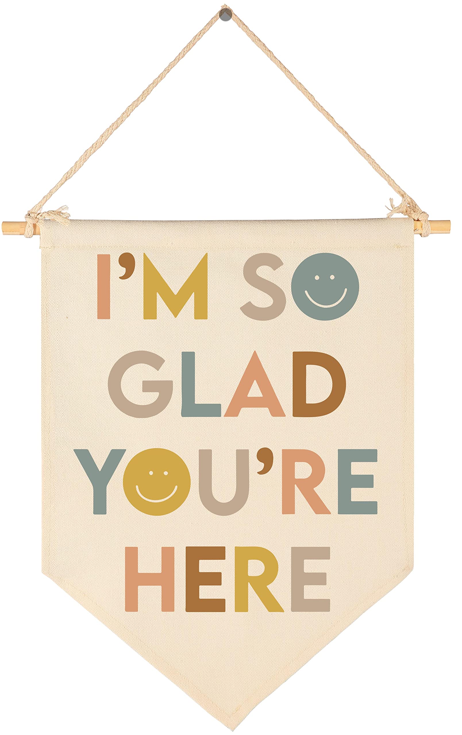 I'm So Glad You're Here-Classroom Decor-Inclusive Classroom Decor-Welcome Gift-Teacher Gift-Canvas Hanging Pennant Flag Banner Wall Sign Decor Gift-Birthday Christmas Gift