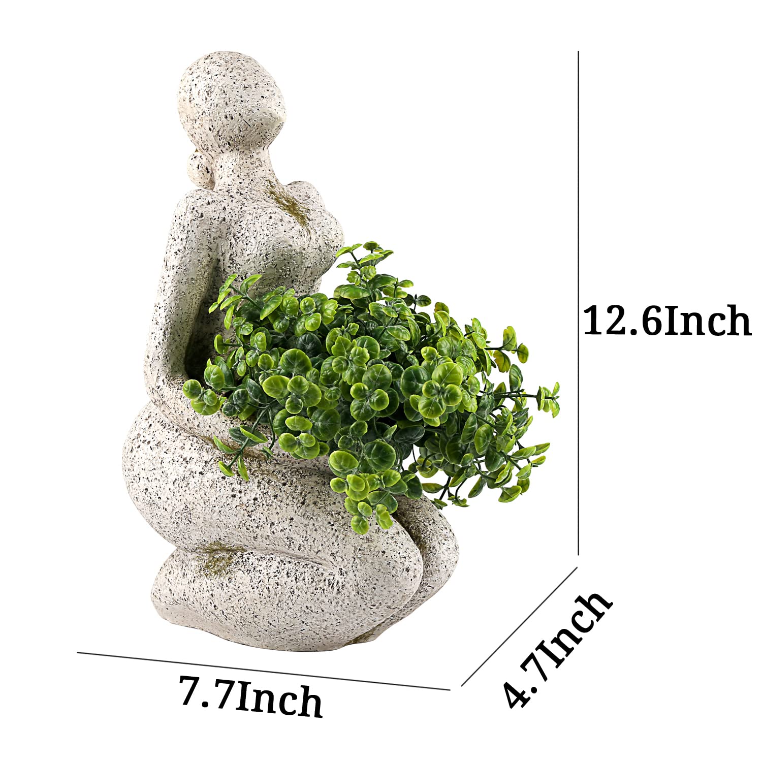 Aclema Large Tall Planters for Outdoor Indoor Plants Head Face Planter Pot Unique Succulent Planters Flower Vase with Drainage Hole New Life Large Size