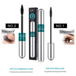 2 in 1 Vibely Mascara 5x Longer Voluminous Eyelashes, Natural Waterproof No Clumping, 3 Set with 4D Silk Fiber Mascara & Eyeliner & Eyebrow Pencil, Long Lasting Makeup Salon Kit (4# Black)