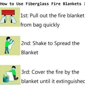 Ajiaguo Fire Blanket for Home Emergency Survival – Fiberglass Suspend Fire Flames Suspension Blankets for Home and Kitchen School Grill Garage House Warehouse Safety (4 White Fire Blankets)