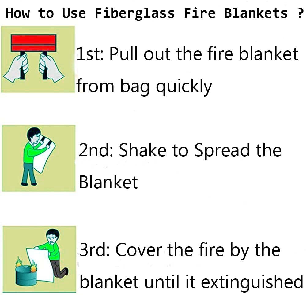 Ajiaguo Fire Blanket for Home Emergency Survival – Fiberglass Suspend Fire Flames Suspension Blankets for Home and Kitchen School Grill Garage House Warehouse Safety (4 White Fire Blankets)