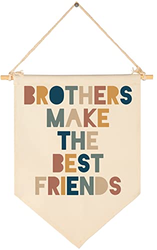 Brothers Make The Best Friends-Canvas Hanging Pennant Flag Banner Wall Sign Decor Gift for Nursery Bedroom Playroom Game Room Front Door Baby Kids Girl Boy Girl Teen-Birthday Christmas Gift