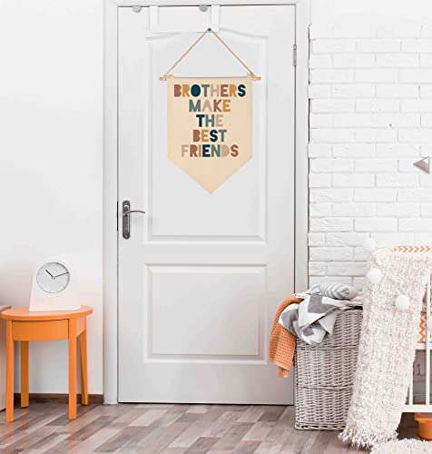 Brothers Make The Best Friends-Canvas Hanging Pennant Flag Banner Wall Sign Decor Gift for Nursery Bedroom Playroom Game Room Front Door Baby Kids Girl Boy Girl Teen-Birthday Christmas Gift