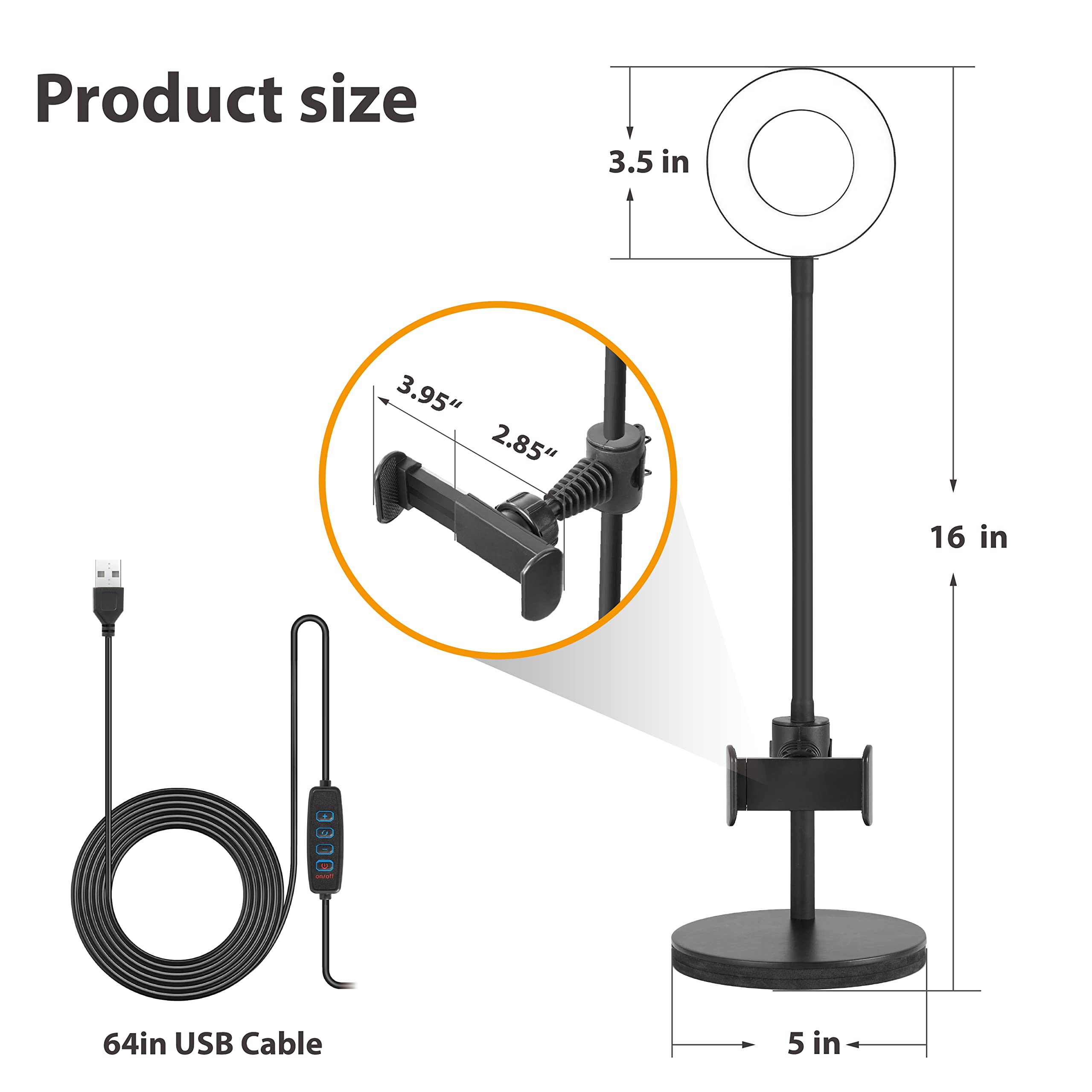 ONEXT USB LED Desk Lamp with Phone Holder Flexible Gooseneck 3 Color Modes 10 Brightness Dimmable for Reading Nightlight Work