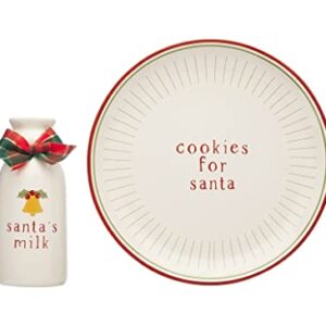 Pearhead Santa Cookie Set, Cookies and Milk Christmas Décor, Cookie Plate Set for Santa, Night Before Christmas Holiday Plate Set, Christmas Decorations