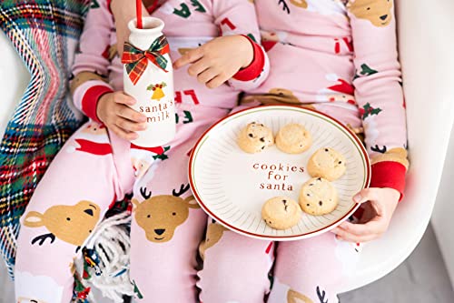 Pearhead Santa Cookie Set, Cookies and Milk Christmas Décor, Cookie Plate Set for Santa, Night Before Christmas Holiday Plate Set, Christmas Decorations