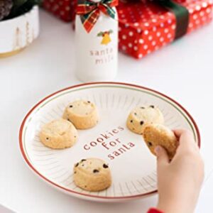 Pearhead Santa Cookie Set, Cookies and Milk Christmas Décor, Cookie Plate Set for Santa, Night Before Christmas Holiday Plate Set, Christmas Decorations