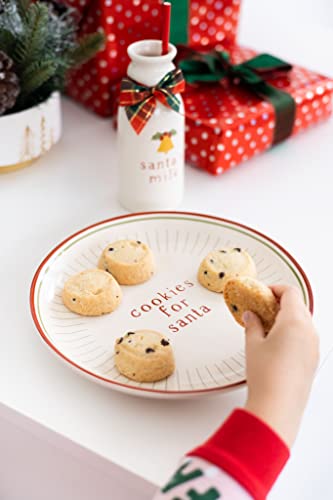 Pearhead Santa Cookie Set, Cookies and Milk Christmas Décor, Cookie Plate Set for Santa, Night Before Christmas Holiday Plate Set, Christmas Decorations