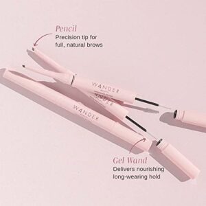 Wander Beauty Upgraded Brow Pencil & Eye Brow Gel Duo - Taupe - 2 in 1 Eye Brow Makeup With Castor Oil, Peptides, and Panthenol - Two-Sided Brow Filler, Definer, & Lifter for Fuller Brows - 0.05 fl oz