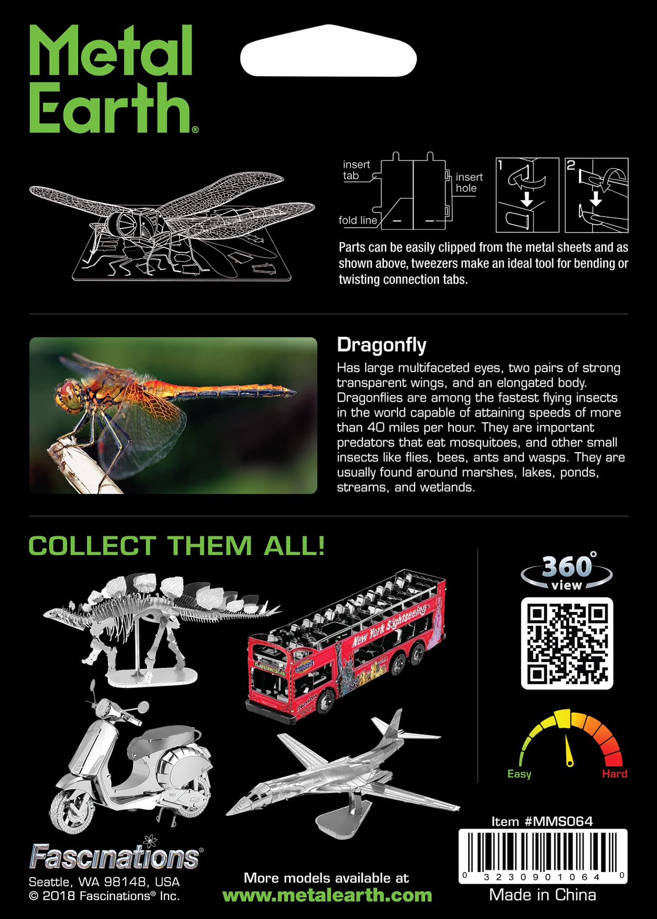 Metal Earth Dragonfly 3D Metal Model Kit Bundle with Tweezers Fascinations