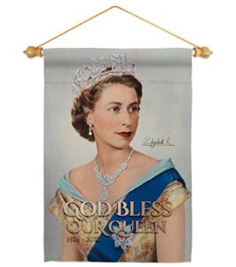 queen elizabeth ii flag set wood dowel sweet life sympathy remembrance memorial bereavement love support emotion postive - house banner small yard gift double-sided 13 x 18.5