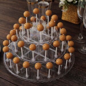 Efavormart 12" Clear 3-Tier Round Reusable Plastic Cake Pop Holder Cupcake Stand Dessert Tower with Floral Cut Rims