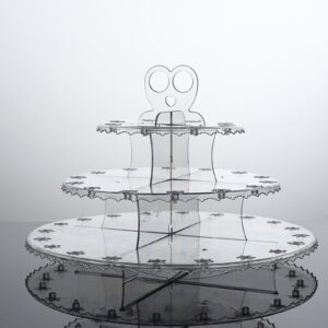 Efavormart 12" Clear 3-Tier Round Reusable Plastic Cake Pop Holder Cupcake Stand Dessert Tower with Floral Cut Rims