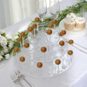 Efavormart 12" Clear 3-Tier Round Reusable Plastic Cake Pop Holder Cupcake Stand Dessert Tower with Floral Cut Rims