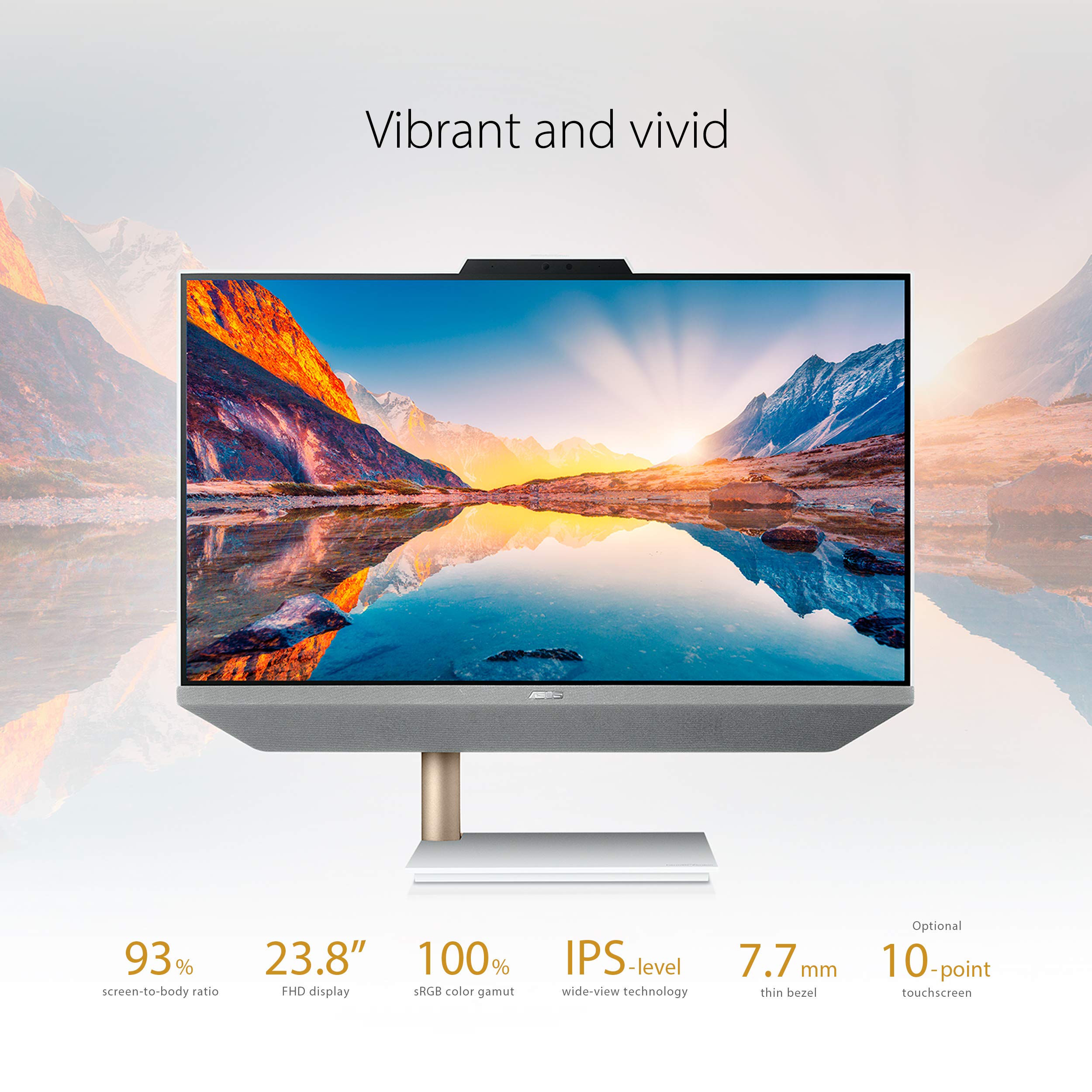 ASUS Zen AiO 24, 23.8” FHD Touchscreen Display, AMD Ryzen 7 5825U Processor, 16GB DDR4 RAM, 512GB SSD, Windows 11 Home, Kensington Lock, Wireless Keyboard andMouse Included, White, M5401WYA-DH704T