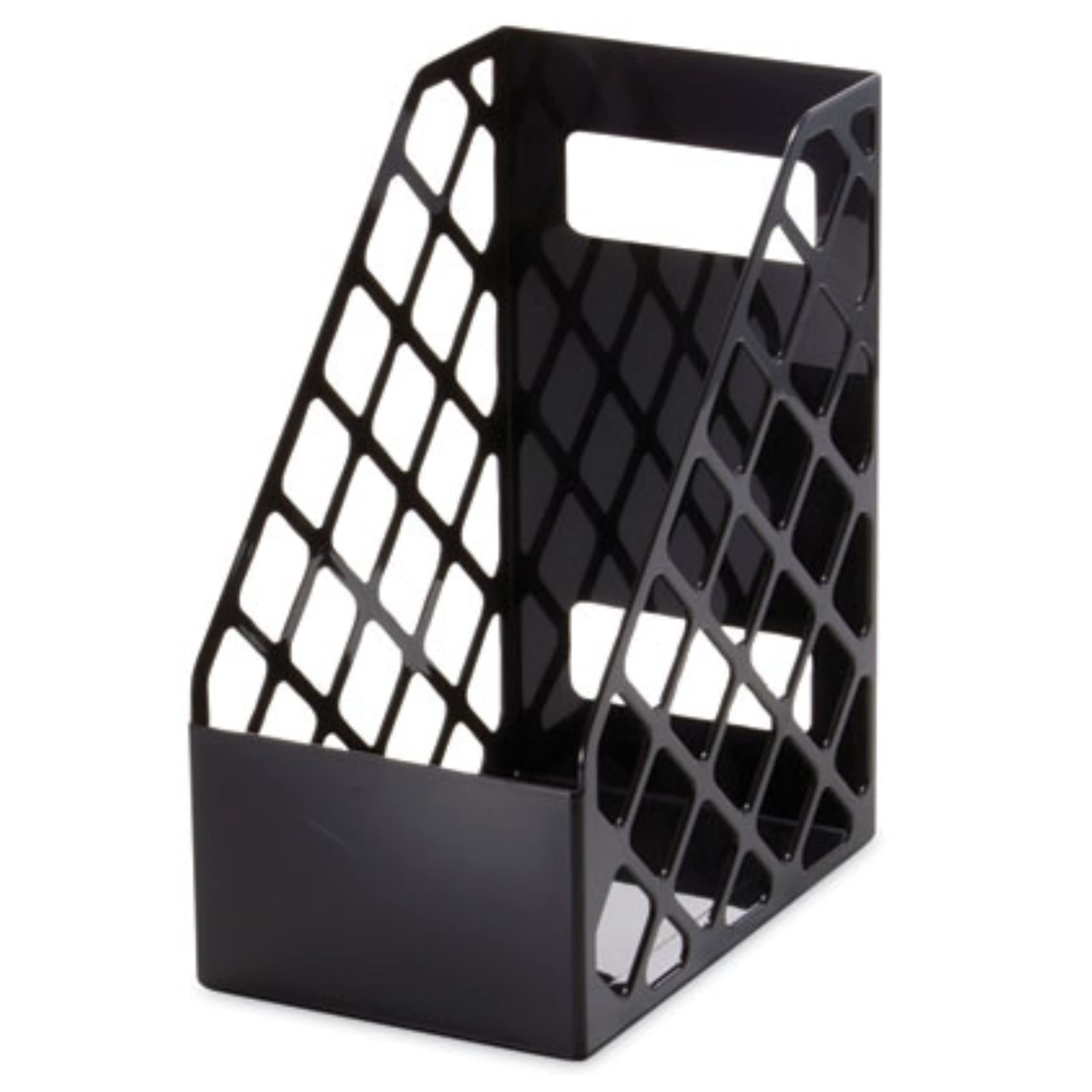 1InTheOffice Magazine File Holder, Magazine Rack, Plastic File Holder Organizer Box, 6.25 x 9.5 x 11.88, Recycled, Black, 1 Pack