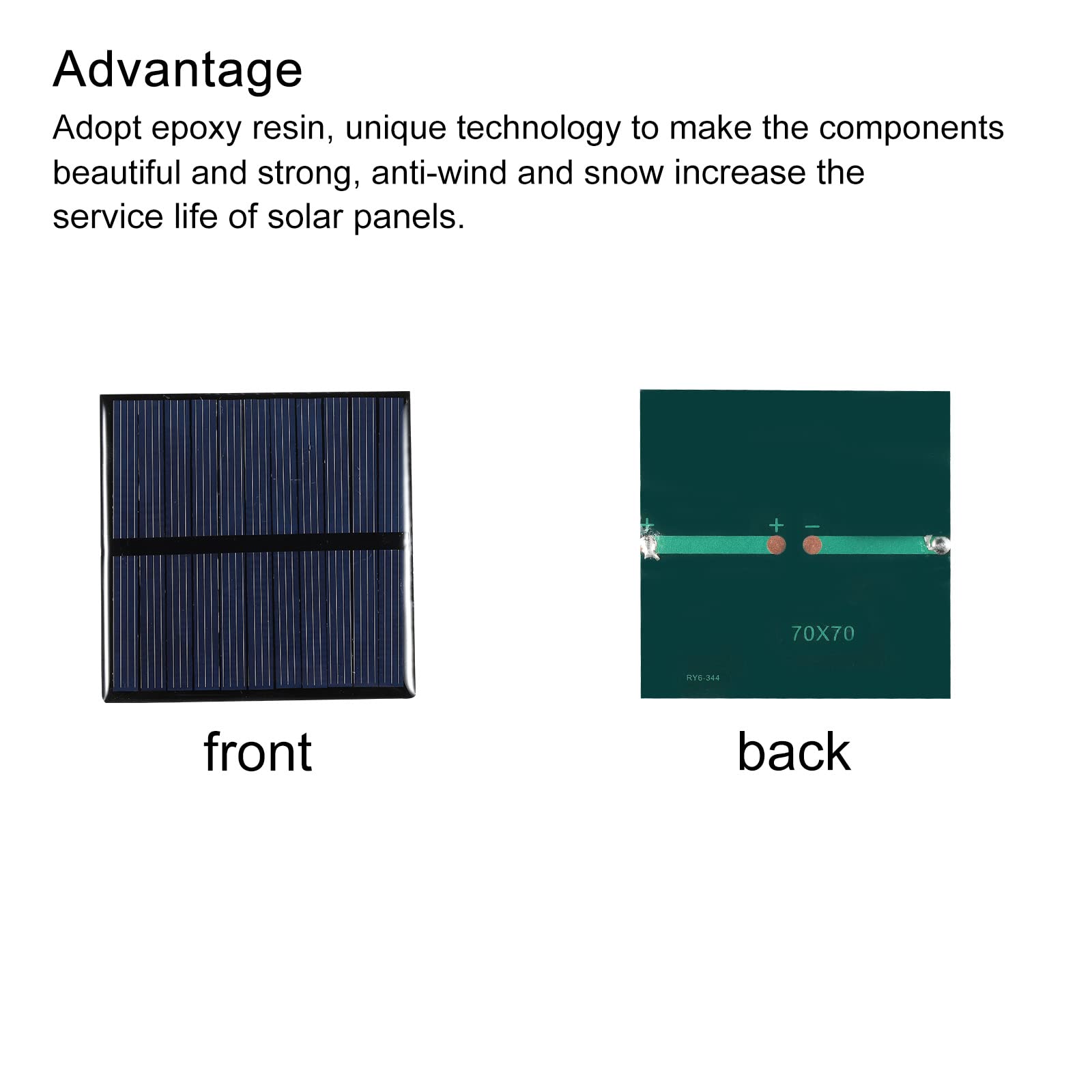 MECCANIXITY Mini Solar Panel Cell 5.5V 110mA 0.605W 70mm x 70mm for DIY Electric Power Project Pack of 2