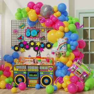 80s 90s theme party balloons garland arch kit bundle radio boom box,160pcs roller skate 4d disco foil balloons 80s 90s retro theme hip hop disco fever birthday party decoration