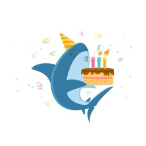 empire party supply shark birthday decorations, shark doo doo, shark family foil balloons, banner, cake topper, blue foil curtains for boy girl 1st 2nd 3rd birthday
