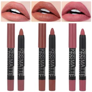 bingbrush 3 colors longwear lipstick pack set, matte color stick ultimate lip crayon for makeup collection - nourishing waterproof velvet lipgloss lip stain (05# 06# 09#)