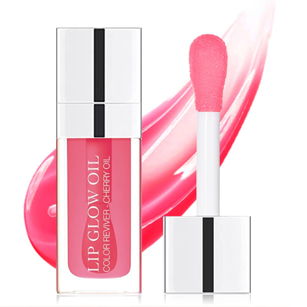 Charm Kiss Hydrating Lip Oil Plumping Lip Tint Moisturizing Gloss Lip Care Glass Transparent Toot Lip Oil Tinted, Fresh Texture, Long Lasting Nourishing Lip Glow