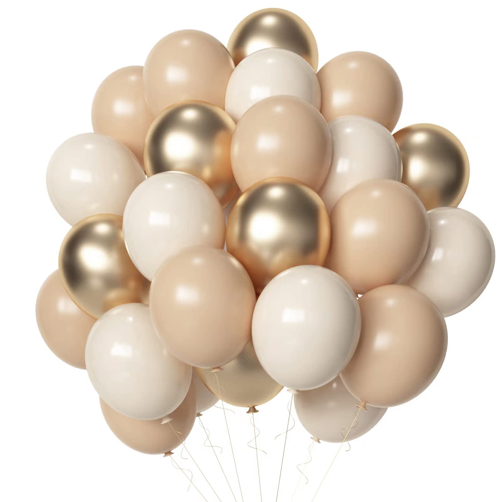 Blush Gold Beige Neutral Balloons, 50pcs 12 inch Neutral Balloons Blush Gold Beige Latex Balloons for Birthday Wedding Baby Shower Bride Party Decoration