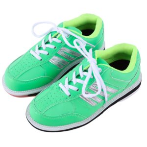 Womens Bowling Shoes Lightweight Comfort Bowling Trainers Non-Slip Leather,Green,7.5