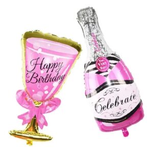 yedan decoration for bar party oktoberfest 40'' wine goblet glass sparkling wine, glass beer cup, whiskey bottle,champagne bottle balloon (pink champagne)