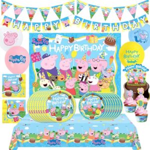 Treasures Gifted Officially Licensed Peppa Pig Birthday Party Supplies - Serves 16 Guests Ultimate Set Peppa Pig Party Supplies, Peppa Pig Decorations, Peppa Pig Backdrop, Peppa Pig Cake Topper & More