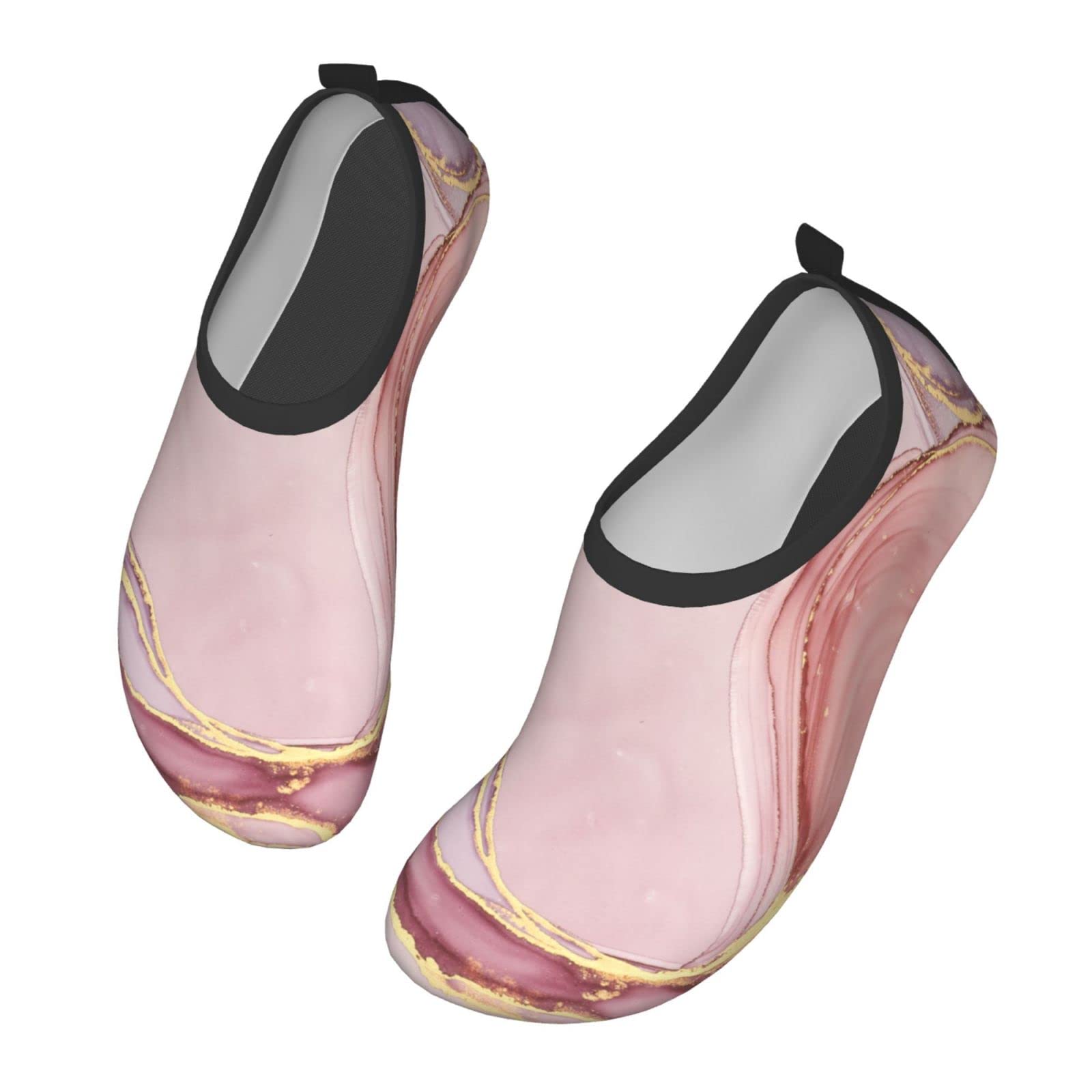 Non-Slip Water Shoes Quick-Dry Aqua Socks Barefoot Shoes for Beach Surf-Color Marble Paint Pink Gold Splash