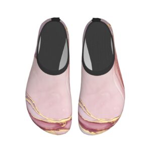 Non-Slip Water Shoes Quick-Dry Aqua Socks Barefoot Shoes for Beach Surf-Color Marble Paint Pink Gold Splash