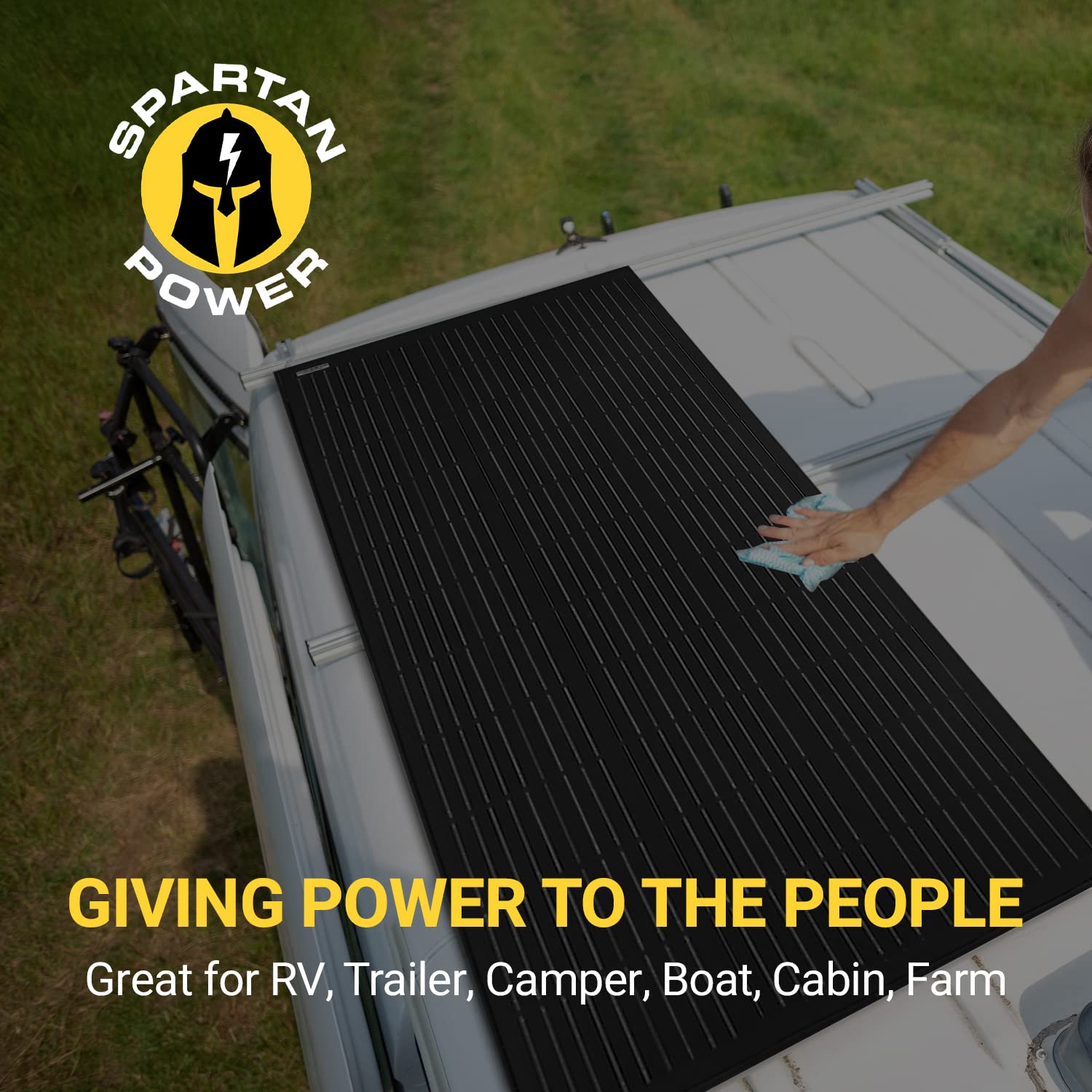Spartan Power 200 Watt Solar Panel 9 Bus Bar Black Mono Great for RV, Trailer, Camper, Boat, Cabin, Farm, SP-200W