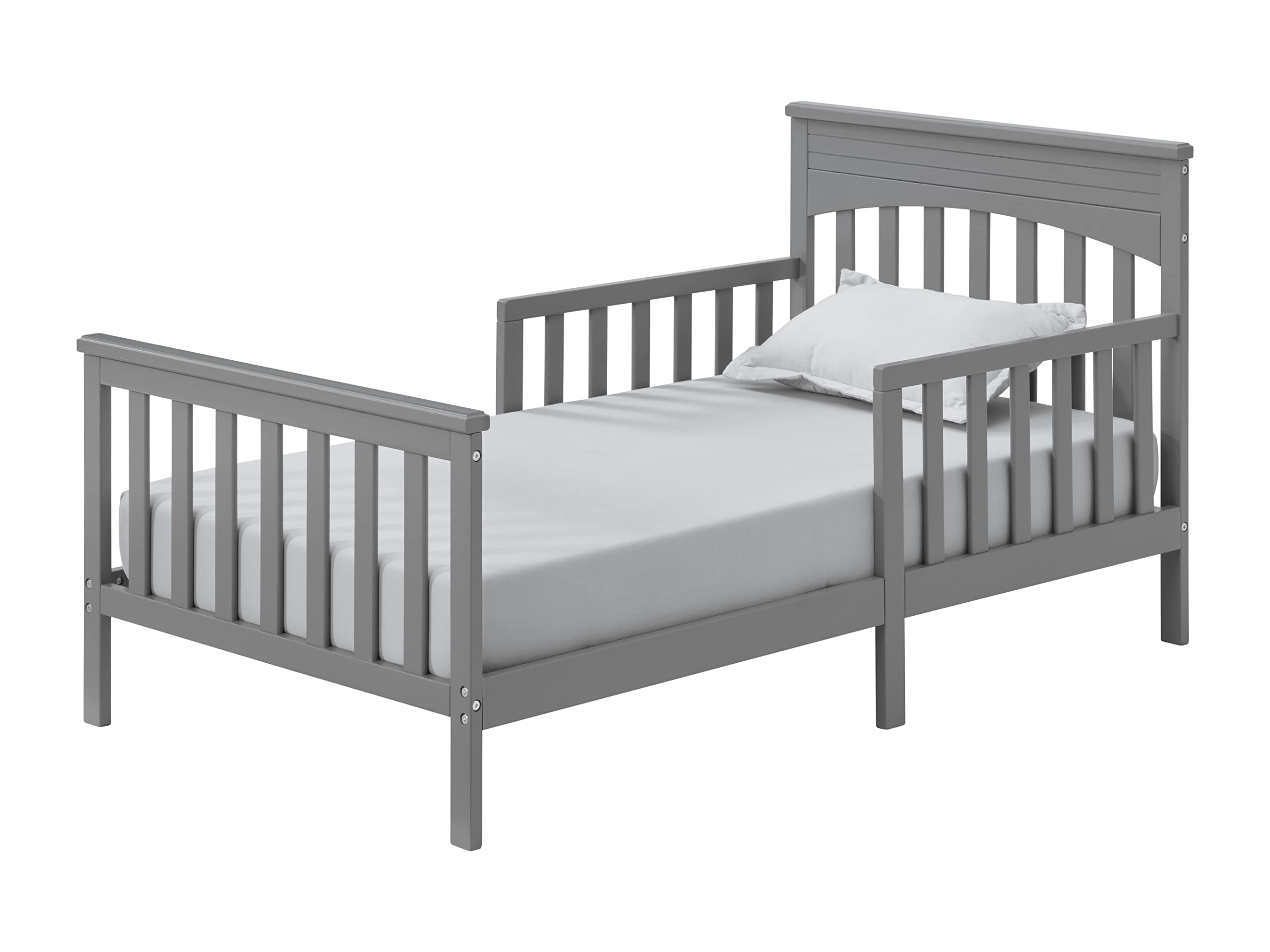 Oxford Baby Harper Wood Frame Toddler Bed with Guardrails and Flat-Top -Headboard, Dove Gray