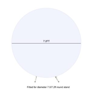7.2ft Pure White Round Backdrop Cover for 7ft /7.2ft Circle Stand, Wrinkle Free Stretchy Circle Arch Round Backdrop Cover for Party Wedding Birthday Baby Shower Photography