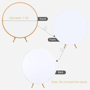 7.2ft Pure White Round Backdrop Cover for 7ft /7.2ft Circle Stand, Wrinkle Free Stretchy Circle Arch Round Backdrop Cover for Party Wedding Birthday Baby Shower Photography