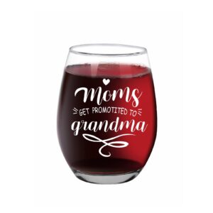 the best moms get promoted to grandma wine glass promoted to grandma wine glass from grandson granddaughter stemless wine glass for grandma mother's day birthday christmas gifts 15 oz
