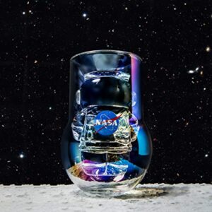 NASA Astronaut Glasses, Double Wall Iridescent Drinkware with NASA symbol and Artemis patch, Unique and Fun Gift for Space Enthusiasts, Keeps Drinks Cold Longer, 7 oz Capacity, Set of 2