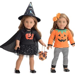 sweet dolly 18 Inch Doll Clothes Accessories Halloween Pumpkin Witch Costume Pumpkin Suit Set for 18 inches Dolls