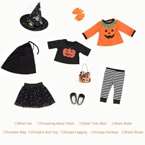 sweet dolly 18 Inch Doll Clothes Accessories Halloween Pumpkin Witch Costume Pumpkin Suit Set for 18 inches Dolls