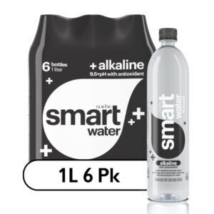 smartwater alkaline with antioxidant ionized electrolyte vapor-distilled water bottles, 1l, 6 pack