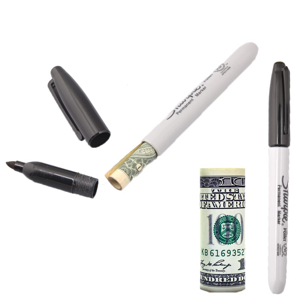 Fake Pen Diversion Safe - Hidden Secret Compartment Decoy Sharpie Pen Safe to Hide Money Jewelry Small Container To Keep Valuables Safe In Plain Sight Storage Hiding Containers Safes Marker Hider Pens