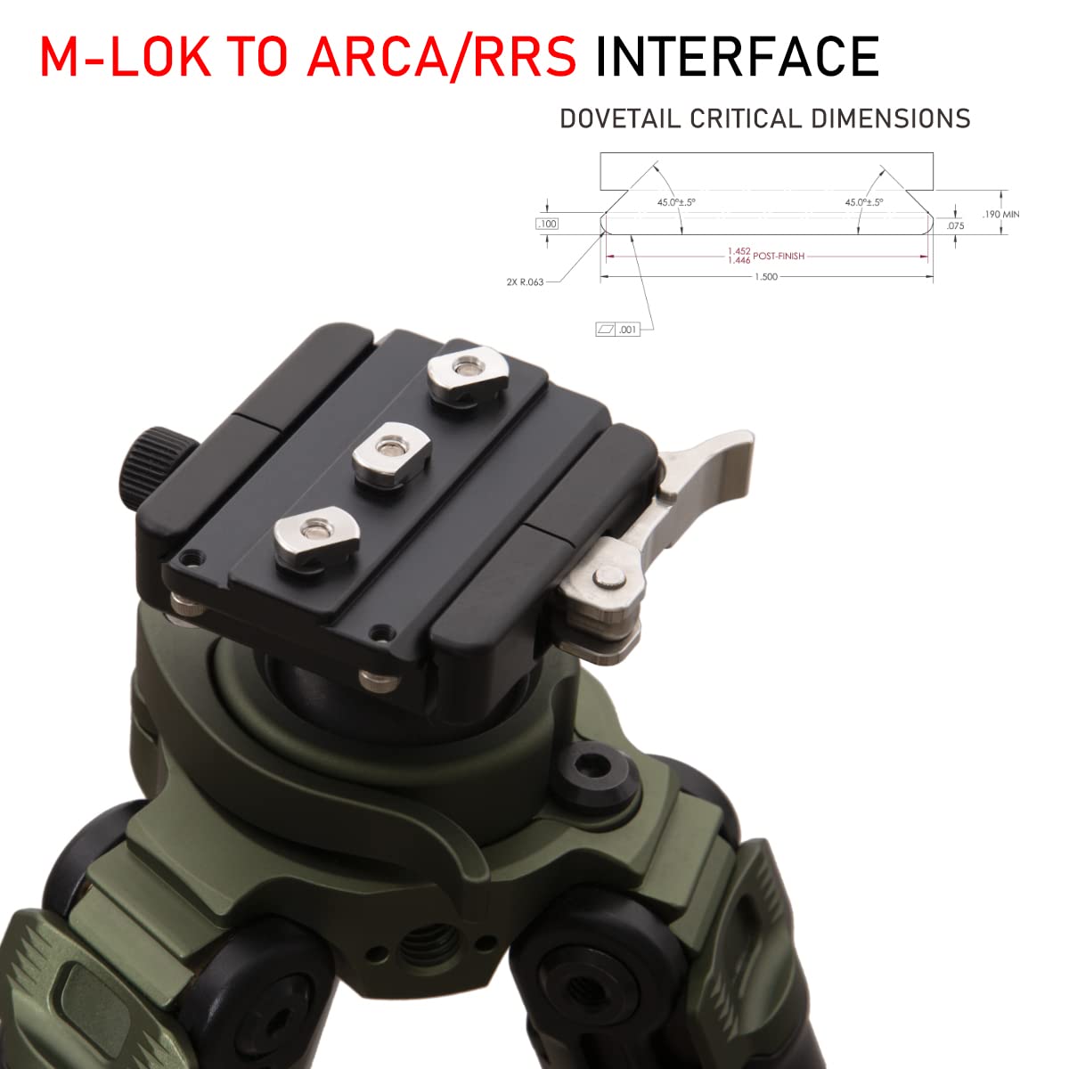 Mlok Arca Swiss Tripod Mount Plate, Mlok to Arca(ARCA-Swiss)/RRS(Really Right Stuff) Dovetail Rail Adapter, Mlok Convert to ARCA/RRS Quick Release Plate Rail,Mlok Hunting Tripod Mount Adapter