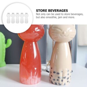 DOITOOL Reusable Bottles 5Pcs Clear Juice Bottles with Caps Cat Shaped Reusable Water Bottle Tea Container Empty Plastic Bottles for Juicing Smoothie Drinking and Other Beverages Smoothie Bottle