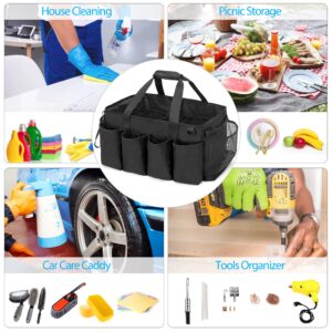 HODRANT Extra-Large Cleaning Caddy, Cleaning Supplies Organizer with Handles for Cleaning Tools Products Storage, Large Capacity Cleaning Tote Bag for Car, Home & Housekeeping Work, Black