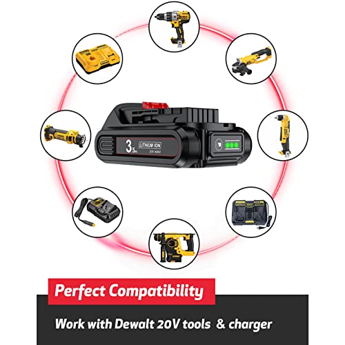 Upgraded 3500mAh 20V DCB206 Battery & Charger Combo for Dewalt 20V Battery and 12/20V DCB112 Charger, Battery for DCB206 DCB203 DCB204 DCD780 DCD785 DCD795 DCF885 DCF895 DCS380 DCS391 Battery Tools